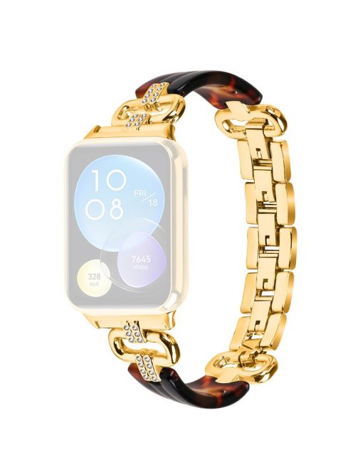 For Xiaomi Smart Band 8 Pro Resin+Rhinestone Wrist Strap Replacement - Gold+Black