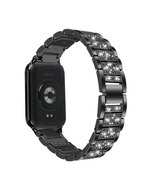 For Xiaomi Smart Band 8 Pro S-Shape Rhinestone Zinc Alloy Watch Strap Band - Black