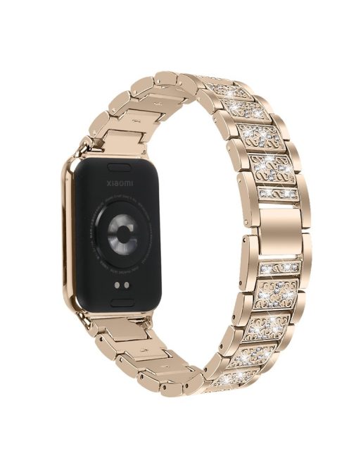 For Xiaomi Smart Band 8 Pro S-Shape Rhinestone Zinc Alloy Watch Strap Band - Champagne Gold