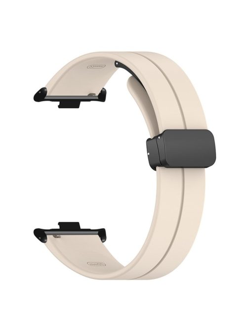 For Xiaomi Smart Band 8 Pro Silicone Watch Strap Wristband with Magnetic Folding Buckle - Retro White