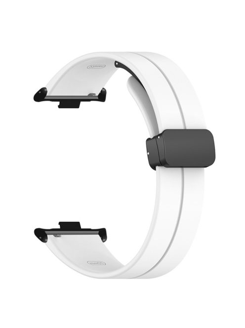 For Xiaomi Smart Band 8 Pro Silicone Watch Strap Wristband with Magnetic Folding Buckle - White