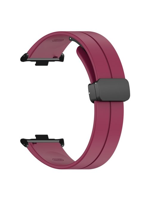 For Xiaomi Smart Band 8 Pro Silicone Watch Strap Wristband with Magnetic Folding Buckle - Wine Red