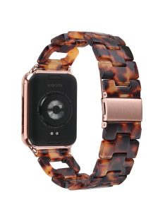   For Xiaomi Smart Band 8 Pro Smart Watch D-Shape Strap Resin Bracelet Watchband Replacement - Tortoiseshell