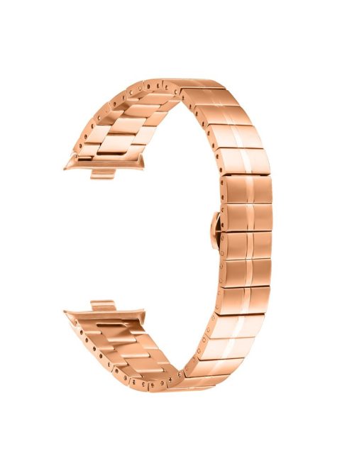 For Xiaomi Smart Band 8 Pro Stainless Steel Watch Strap Replacement Wrist Band - Rose Gold