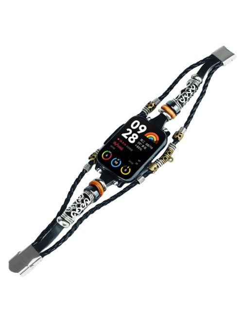 For Xiaomi Smart Band 8 Pro Watch Band Retro Ethnic Style Beads Watch Strap Bracelet - Black