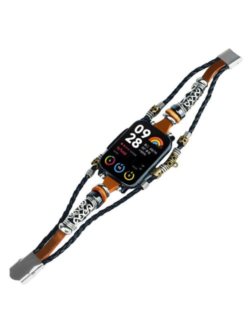 For Xiaomi Smart Band 8 Pro Watch Band Retro Ethnic Style Beads Watch Strap Bracelet - Brown