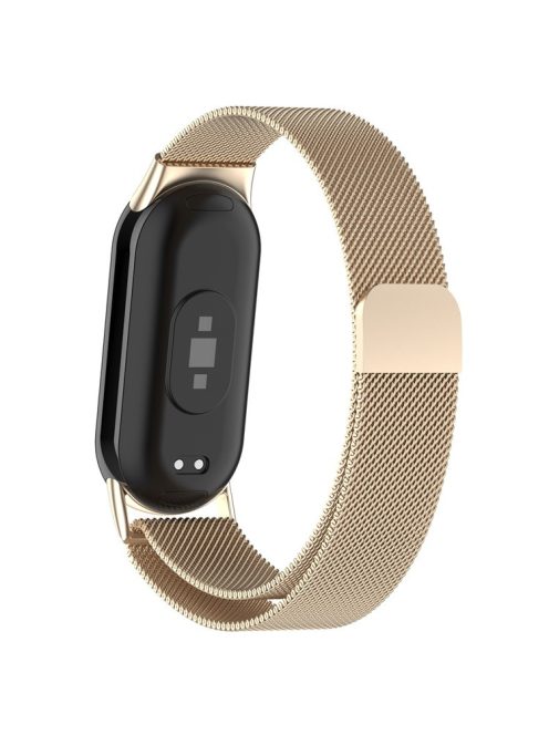 For Xiaomi Smart Band 9 NFC / 9 / 8 NFC / 8 Metal Watch Strap Mesh Style Wrist Band - Champagne