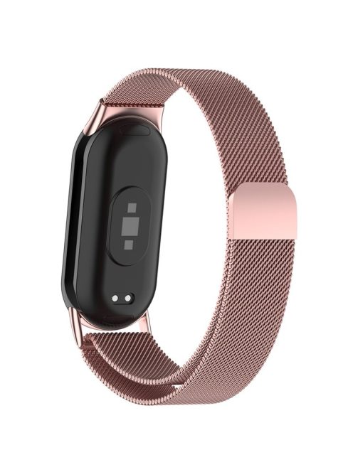 For Xiaomi Smart Band 9 NFC / 9 / 8 NFC / 8 Metal Watch Strap Mesh Style Wrist Band - Rose Pink