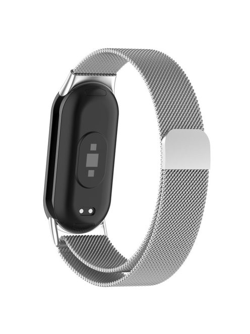 For Xiaomi Smart Band 9 NFC / 9 / 8 NFC / 8 Metal Watch Strap Mesh Style Wrist Band - Silver