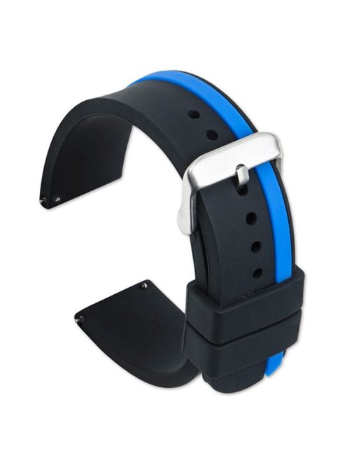 For Xiaomi Watch 2 / Huawei Watch 4 Pro Replacement Wrist Band 22mm Soft Silicone Strap with Dual Color - Black+Blue