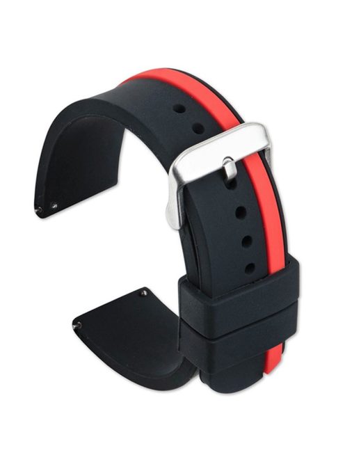 For Xiaomi Watch 2 / Huawei Watch 4 Pro Replacement Wrist Band 22mm Soft Silicone Strap with Dual Color - Black+Red