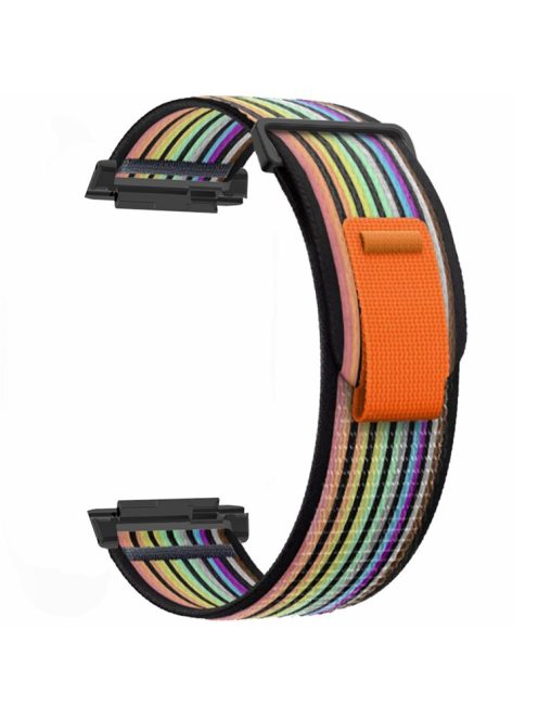 For Xiaomi Watch H1 Nylon Watch Band Adjustable Loop Fastener Strap - Black+Rainbow