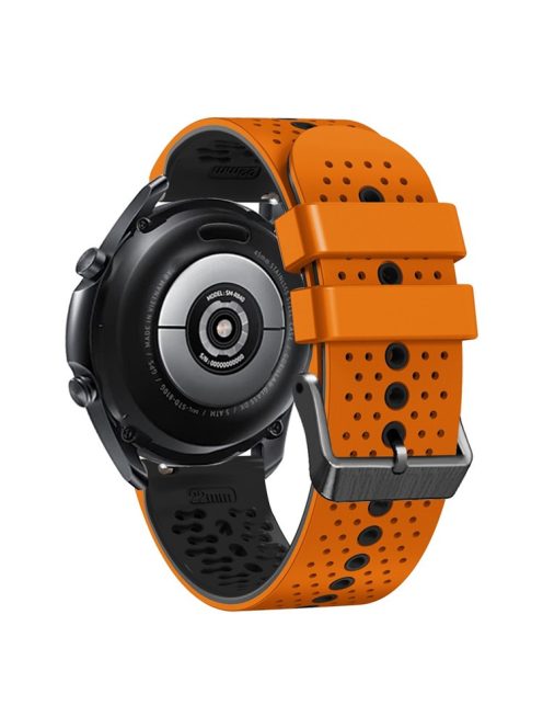 For Xiaomi Watch S1 / S1 Pro / Huami Amazfit GTR 4 Pro Silicone Watch Band 22mm Dual-Color Replacement Wrist Strap - Orange / Black