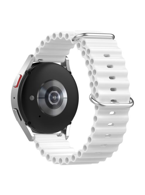 For Xiaomi Watch S1 Active / S1 Pro / Watch Color / Samsung Galaxy Watch 3 45mm Silicone Ocean Strap 22mm Sport Watch Band with Adjustable Buckle Loop - White