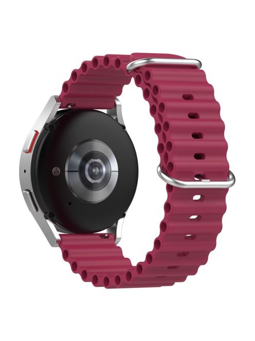 For Xiaomi Watch S1 Active / S1 Pro / Watch Color / Samsung Galaxy Watch 3 45mm Silicone Ocean Strap 22mm Sport Watch Band with Adjustable Buckle Loop - Wine Red