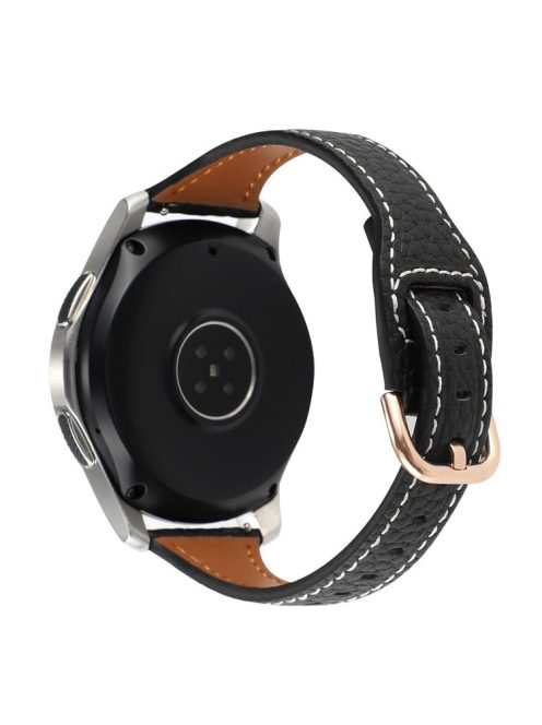 For Xiaomi Watch S1 Pro / Huami Amazfit GTR4 Pro 22mm T-shape Watchband Litchi Texture Genuine Leather Watch Strap - Black