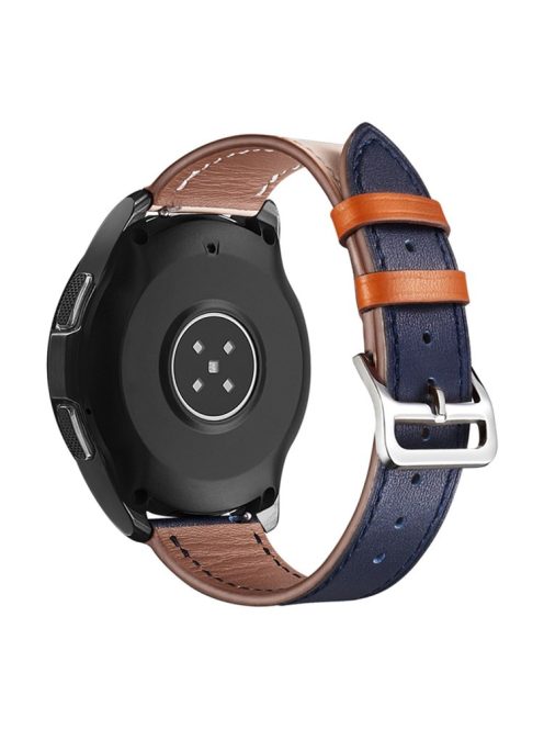 For Xiaomi YouPin Haylou RT / RT2 / GST / GS / RS3 22mm Quick Release Wristband Textured Genuine Leather Watch Band Adjustable Wrist Strap Replacement - Beige / Indigo