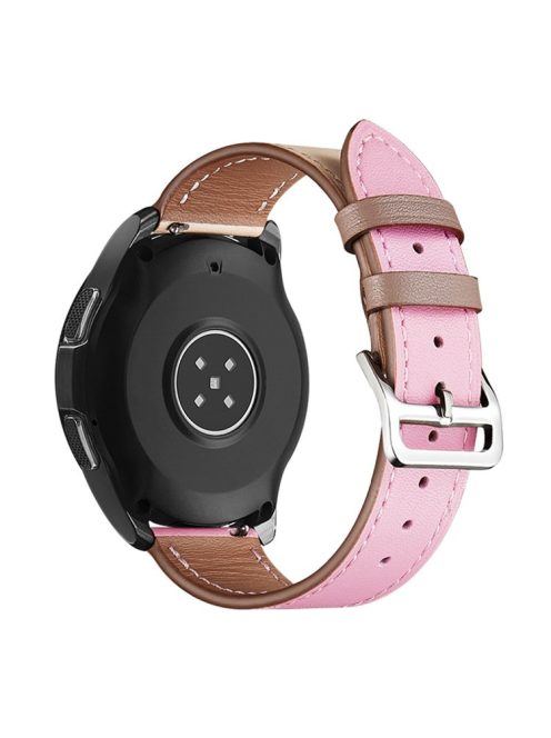 For Xiaomi YouPin Haylou RT / RT2 / GST / GS / RS3 22mm Quick Release Wristband Textured Genuine Leather Watch Band Adjustable Wrist Strap Replacement - Beige / Light Pink