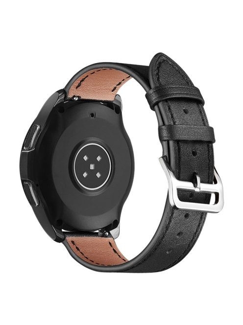 For Xiaomi YouPin Haylou RT / RT2 / GST / GS / RS3 22mm Quick Release Wristband Textured Genuine Leather Watch Band Adjustable Wrist Strap Replacement - Black