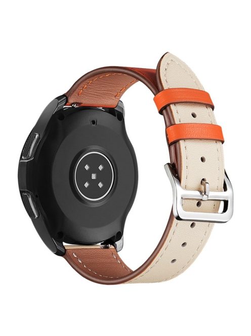 For Xiaomi YouPin Haylou RT / RT2 / GST / GS / RS3 22mm Quick Release Wristband Textured Genuine Leather Watch Band Adjustable Wrist Strap Replacement - Orange / Beige