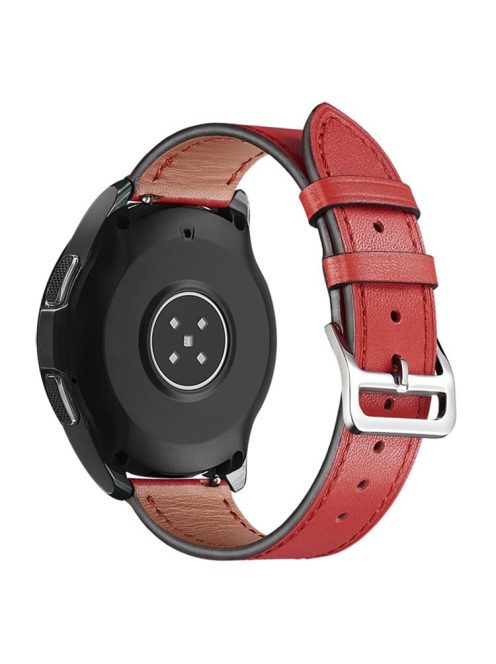 For Xiaomi YouPin Haylou RT / RT2 / GST / GS / RS3 22mm Quick Release Wristband Textured Genuine Leather Watch Band Adjustable Wrist Strap Replacement - Red