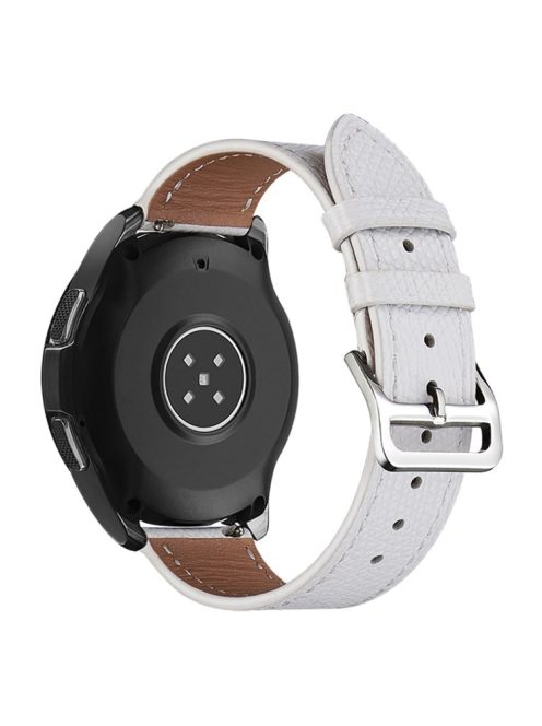 For Xiaomi YouPin Haylou RT / RT2 / GST / GS / RS3 22mm Quick Release Wristband Textured Genuine Leather Watch Band Adjustable Wrist Strap Replacement - White