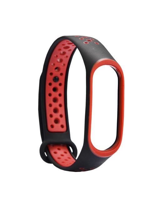 Hollow Two-tone Soft Silicone Watch Strap for Xiaomi Mi Smart Band 4 / Mi Band 3 - Red / Black