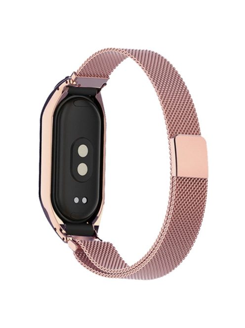 KALEBOL KLB-ML-001 For Xiaomi Mi Band 4 / 3 Milanese Mesh Band Magnetic Stainless Steel Watch Strap - Rose Gold