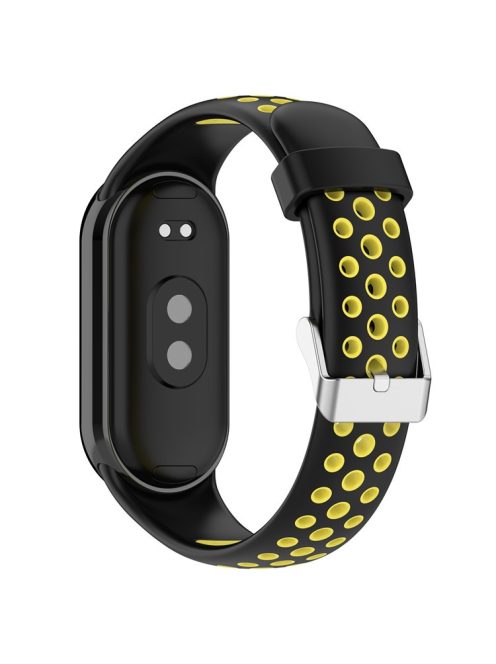 KALEBOL KLB-SSGJ-001 For Xiaomi Mi Band 9 NFC / Mi Band 9 / Smart Band 8 NFC / Smart Band 8 Silicone Watch Band Waterproof Strap - Black+Yellow