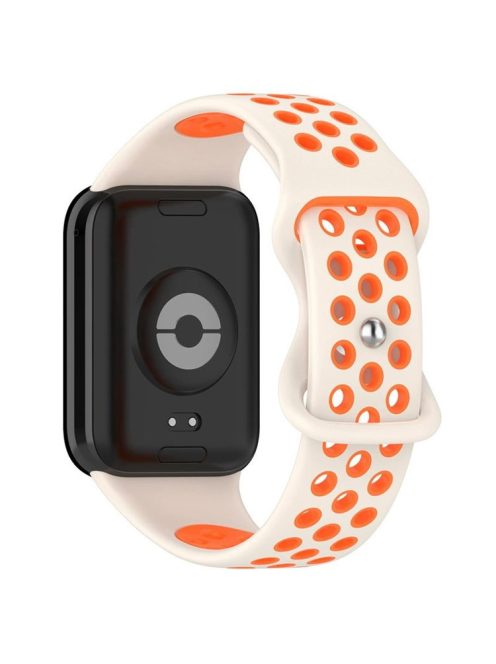 KALEBOL KLB-SSGJ-002 For Xiaomi Smart Band 8 Pro / Redmi Watch 4 Silicone Strap Dual Color - White+Orange