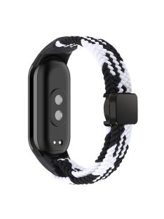   Magnetic Braided Nylon Strap for Xiaomi Mi Band 9 NFC / Mi Band 9 / Smart Band 8 NFC / Smart Band 8 Replacement Watch Band - Black / White