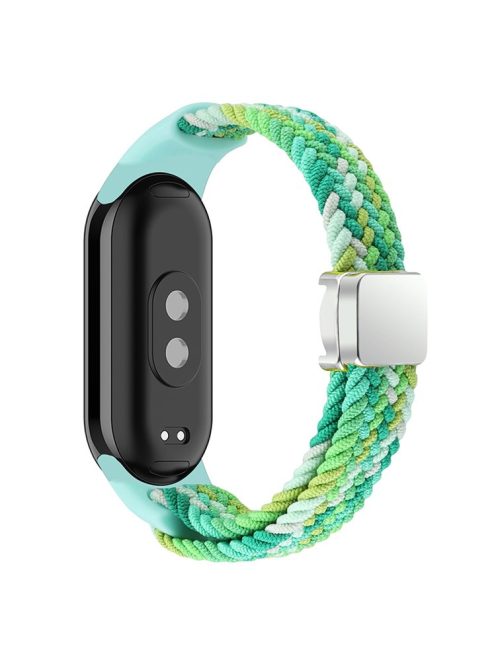 Magnetic Braided Nylon Strap for Xiaomi Mi Band 9 NFC / Mi Band 9 / Smart Band 8 NFC / Smart Band 8 Replacement Watch Band - Dazzle Green