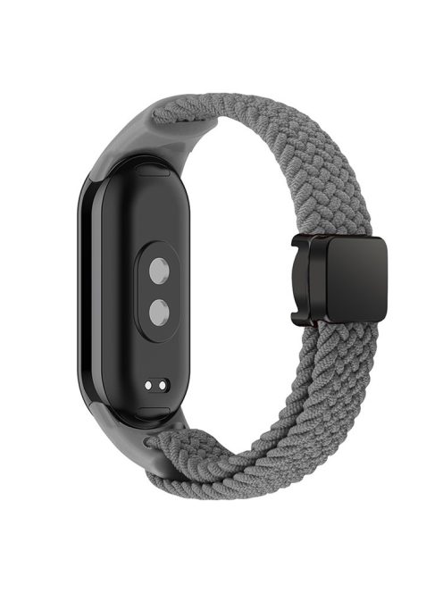 Magnetic Braided Nylon Strap for Xiaomi Mi Band 9 NFC / Mi Band 9 / Smart Band 8 NFC / Smart Band 8 Replacement Watch Band - Grey