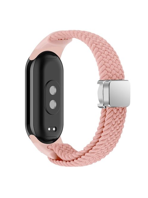 Magnetic Braided Nylon Strap for Xiaomi Mi Band 9 NFC / Mi Band 9 / Smart Band 8 NFC / Smart Band 8 Replacement Watch Band - Matte Pink