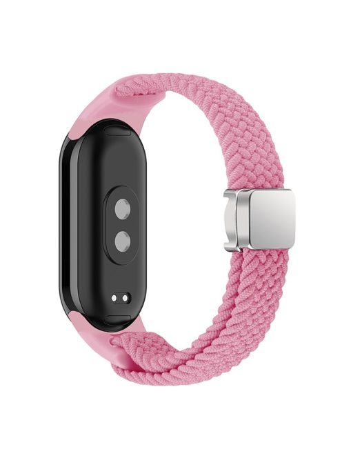 Magnetic Braided Nylon Strap for Xiaomi Mi Band 9 NFC / Mi Band 9 / Smart Band 8 NFC / Smart Band 8 Replacement Watch Band - Pink