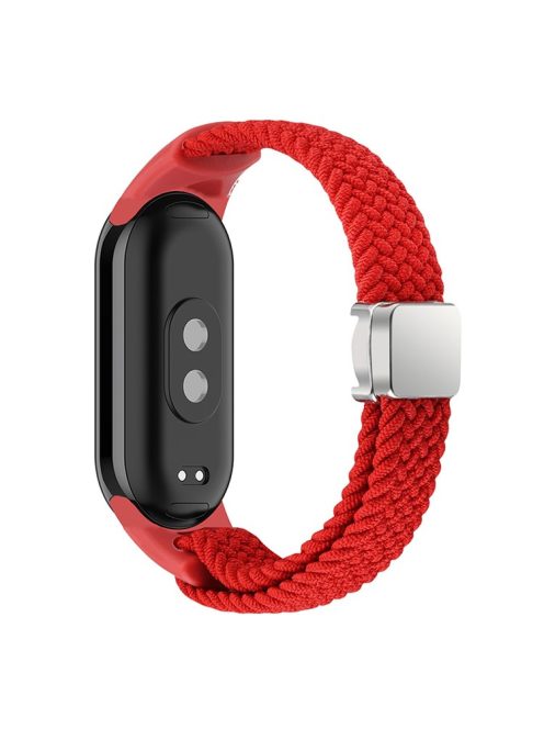 Magnetic Braided Nylon Strap for Xiaomi Mi Band 9 NFC / Mi Band 9 / Smart Band 8 NFC / Smart Band 8 Replacement Watch Band - Red