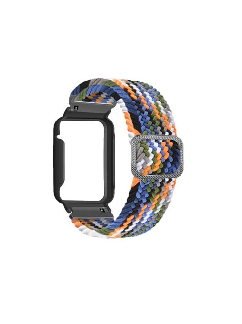 Nylon Braided Elastic Watch Band for Xiaomi Mi Band 7 Pro, Replacement Wrist Strap with Watch Case - Denim / Black