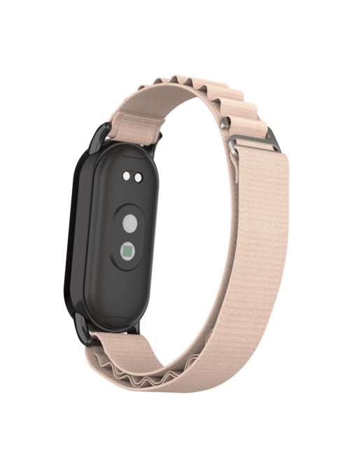 Nylon Watch Band for Xiaomi Mi Band 9 NFC / Mi Band 9 / Smart Band 8 NFC / Smart Band 8 Wrist Strap with Black Connector - Apricot