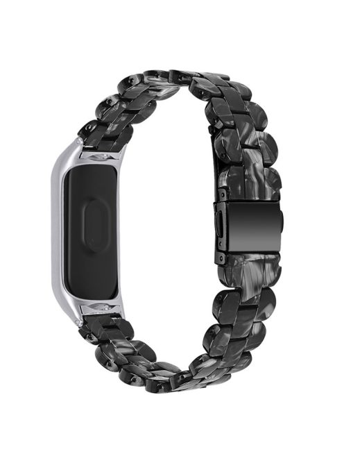 Oval Resin Smart Watch Wrist Band Replacement Strap for Xiaomi Mi Band 3/Band 4 - Black