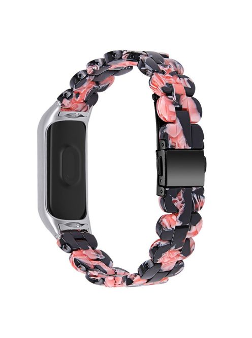 Oval Resin Smart Watch Wrist Band Replacement Strap for Xiaomi Mi Band 3/Band 4 - Black/Pink