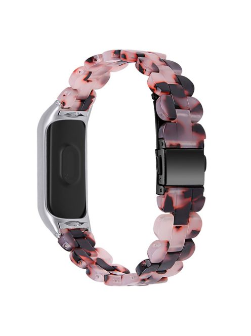 Oval Resin Smart Watch Wrist Band Replacement Strap for Xiaomi Mi Band 3/Band 4 - Brown/Light Pink