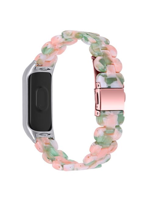 Oval Resin Smart Watch Wrist Band Replacement Strap for Xiaomi Mi Band 3/Band 4 - Pink/Green