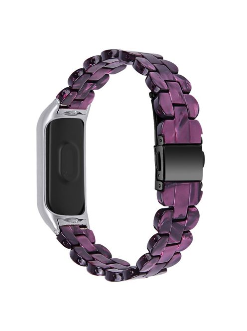 Oval Resin Smart Watch Wrist Band Replacement Strap for Xiaomi Mi Band 3/Band 4 - Purple