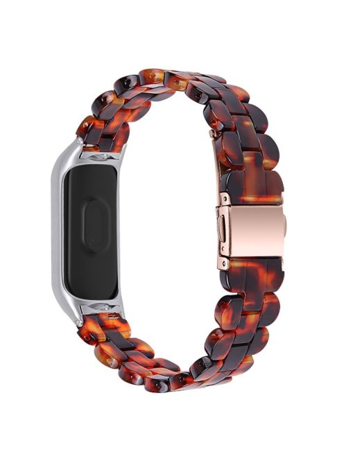 Oval Resin Smart Watch Wrist Band Replacement Strap for Xiaomi Mi Band 3/Band 4 - Tortoiseshell Color