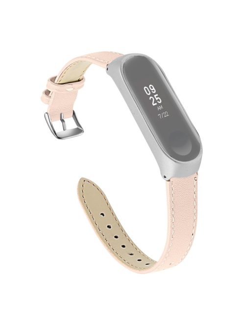 Quality Genuine Leather Watch Band Replacement for Xiaomi Mi Band 5 - Apricot