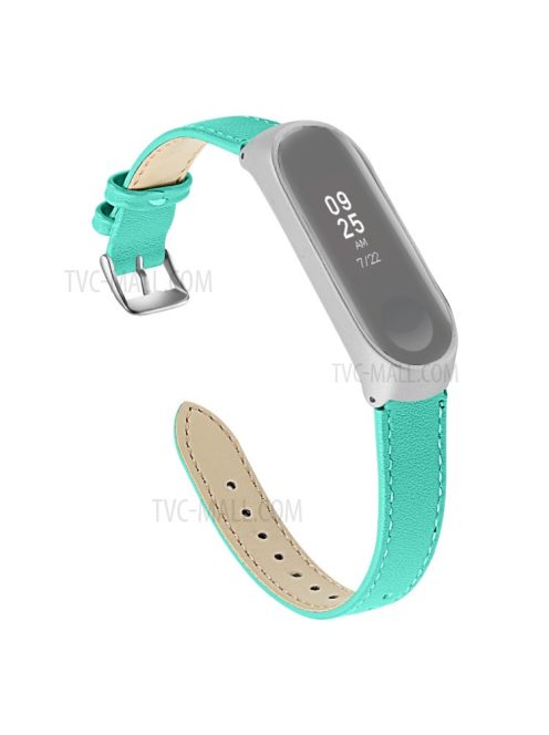 Quality Genuine Leather Watch Band Replacement for Xiaomi Mi Band 5 - Cyan