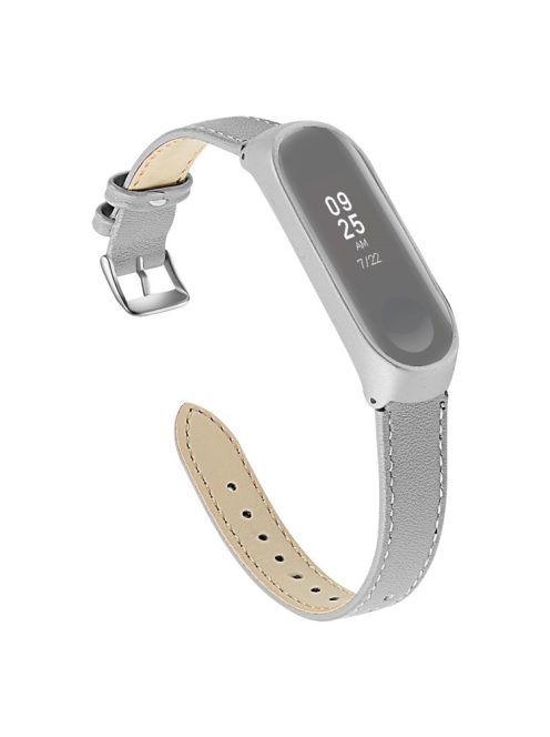 Quality Genuine Leather Watch Band Replacement for Xiaomi Mi Band 5 - Grey