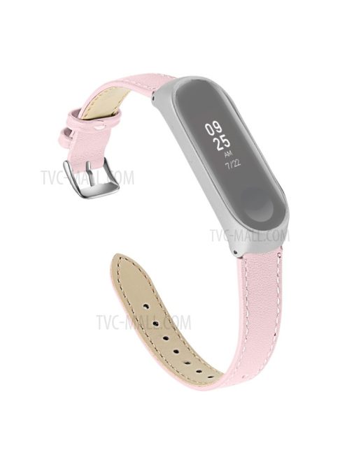 Quality Genuine Leather Watch Band Replacement for Xiaomi Mi Band 5 - Pink