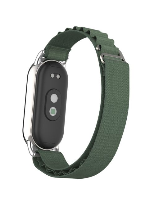 Replacement Watch Band for Xiaomi Mi Band 9 NFC / Mi Band 9 / Smart Band 8 NFC / Smart Band 8 Nylon Wrist Strap with Silver Connector - Army Green