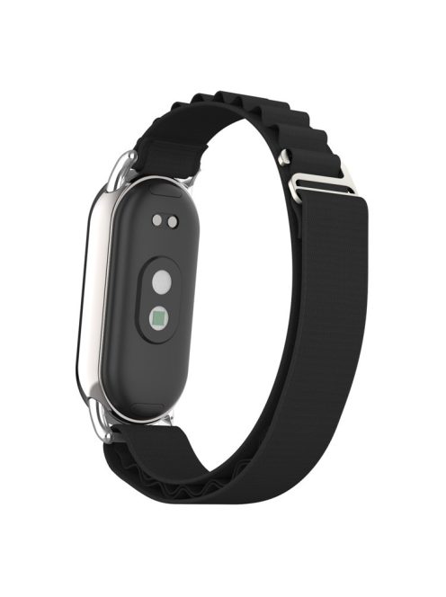 Replacement Watch Band for Xiaomi Mi Band 9 NFC / Mi Band 9 / Smart Band 8 NFC / Smart Band 8 Nylon Wrist Strap with Silver Connector - Black